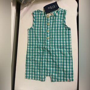 Me & Henry Cabin Green Plaid Playsuit Size 18-25 Months NWT